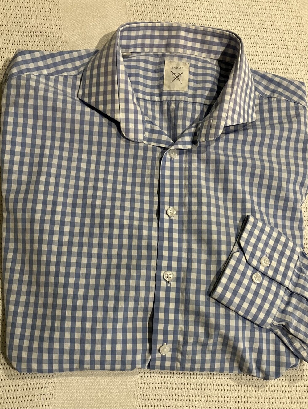 Blue Gingham Men's Dress Shirt